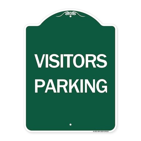 Designer Series Sign-Visitors Parking, Green & White Aluminum Architectural Sign